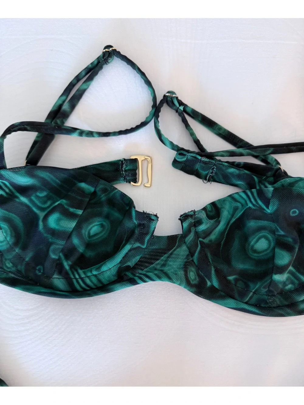 Gonza Emerald & Black Marble-Print Double-Strap Bikini - Picture 2 of 7